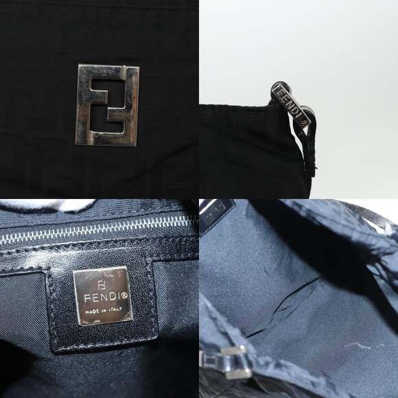 FENDI Zucca Canvas Shoulder Bag Nylon Black Silver - Picture 11 of 13